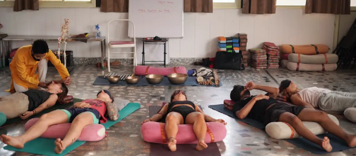 sound healing session at 8 Limbs Yoga School