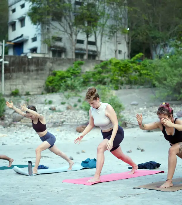 Students practising yoga at 8 Limbs Yoga School